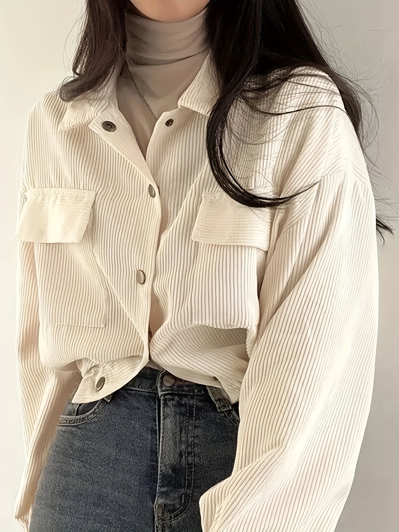 Veste Femme Oversize en Velours Côtelé – Élégance Décontractée