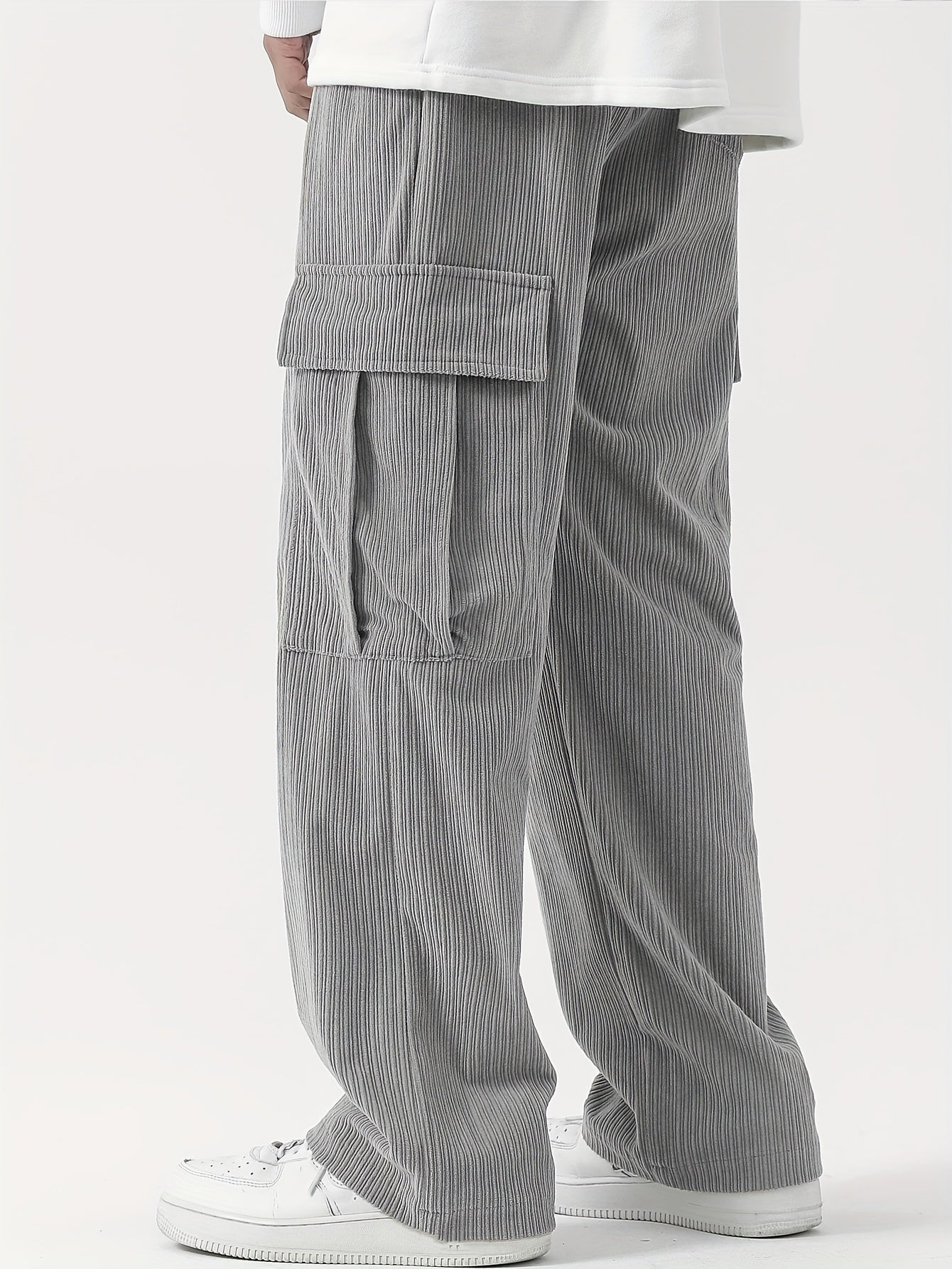 Pantalon Cargo Homme en Velours Côtelé – Style Décontracté et Fonctionnel