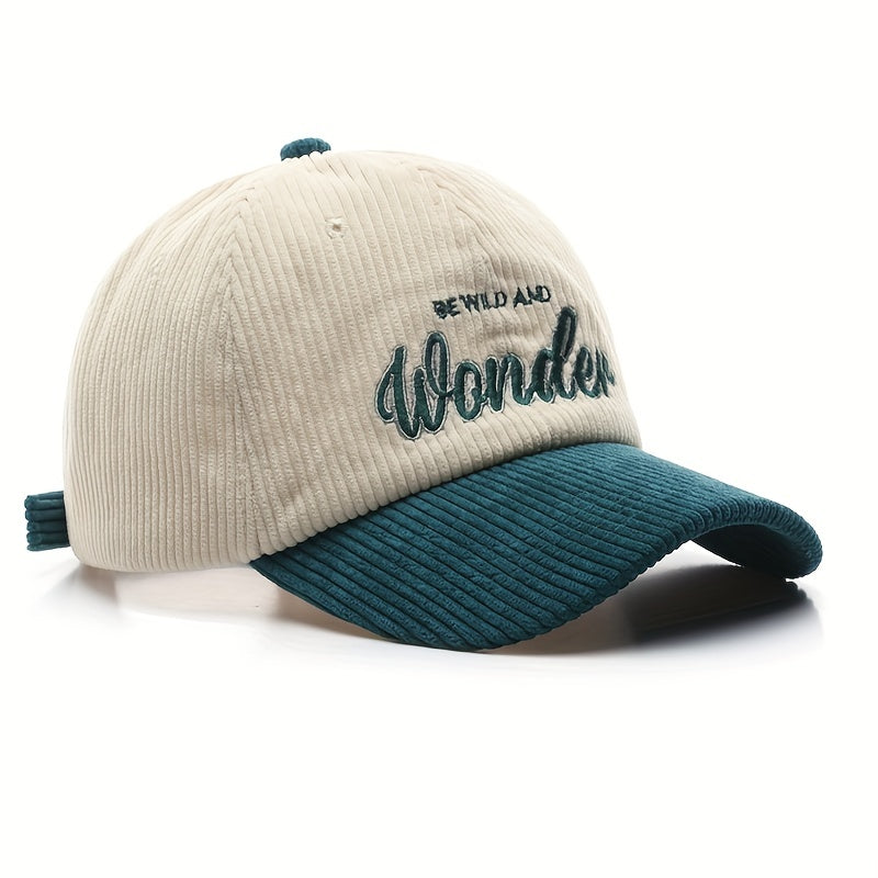 Casquette en velours côtelé brodée – Wondeur