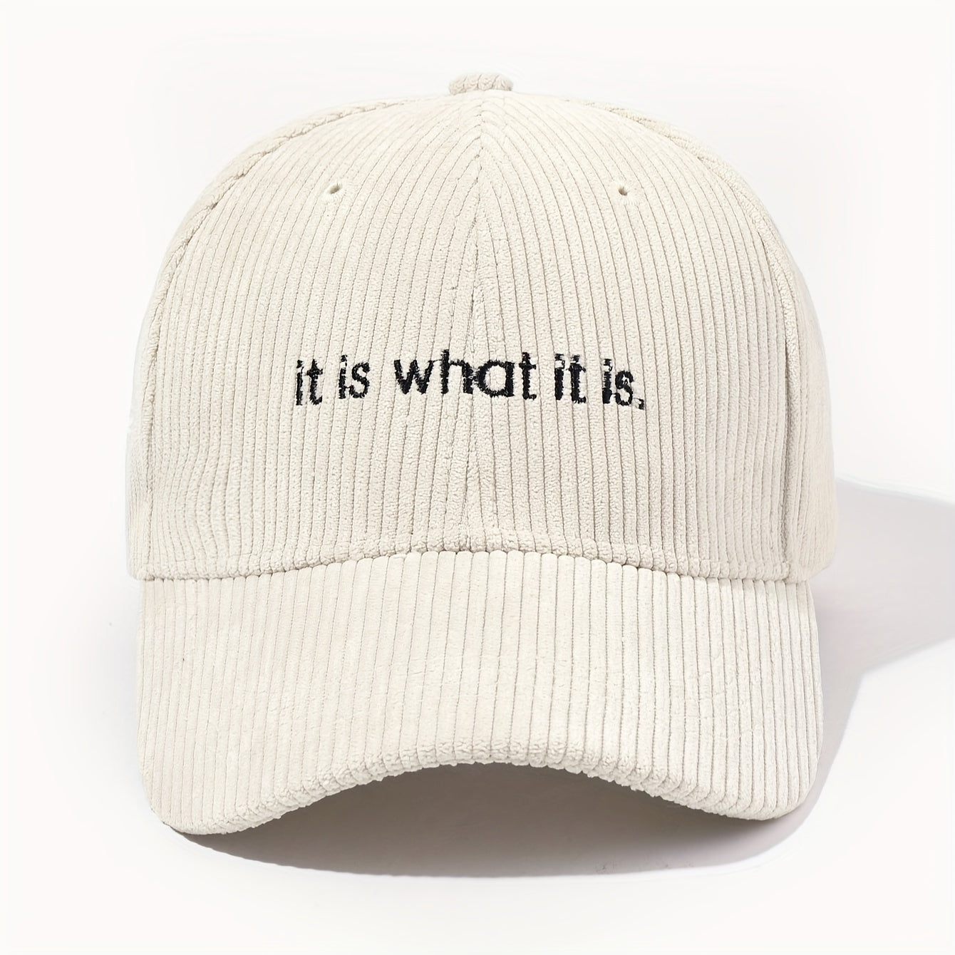 Casquette en velours côtelé brodée – It is what it is