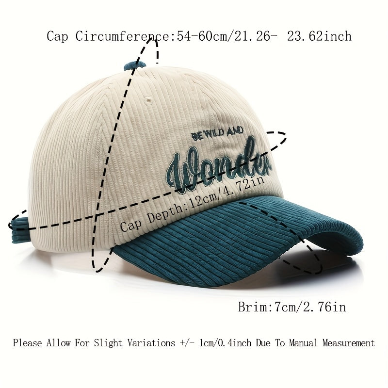 Casquette en velours côtelé brodée – Wondeur