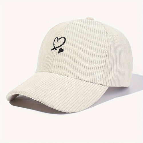 Casquette en velours côtelé brodée – Cœur