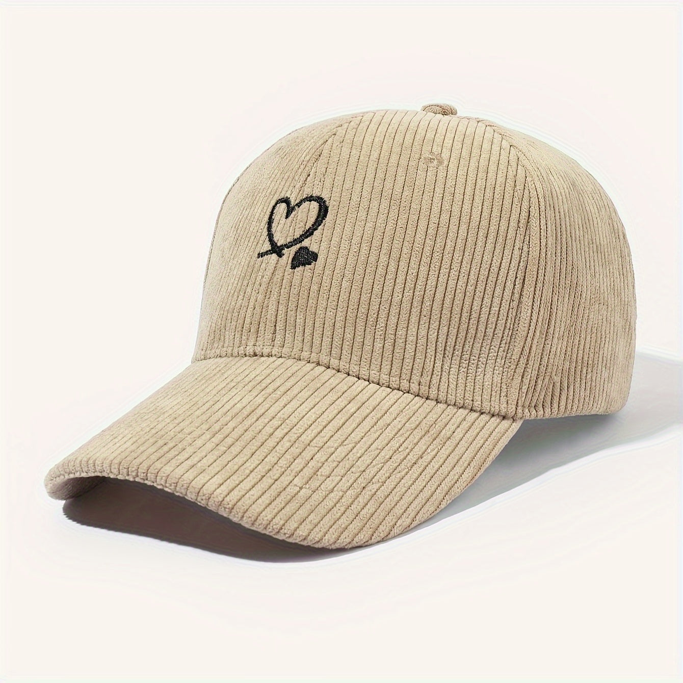 Casquette en velours côtelé brodée – Cœur