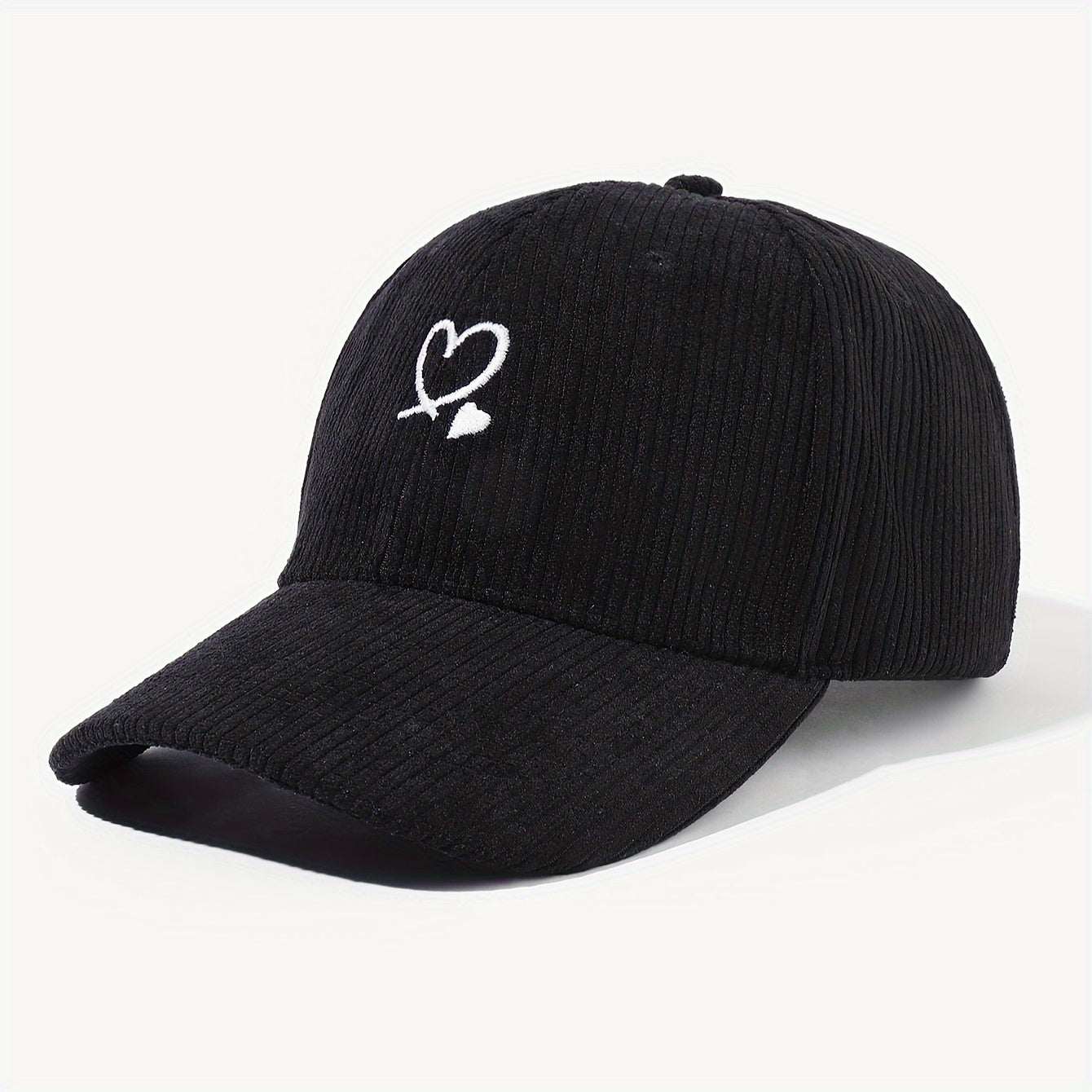 Casquette en velours côtelé brodée – Cœur