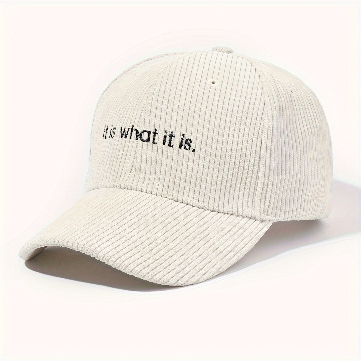 Casquette en velours côtelé brodée – It is what it is
