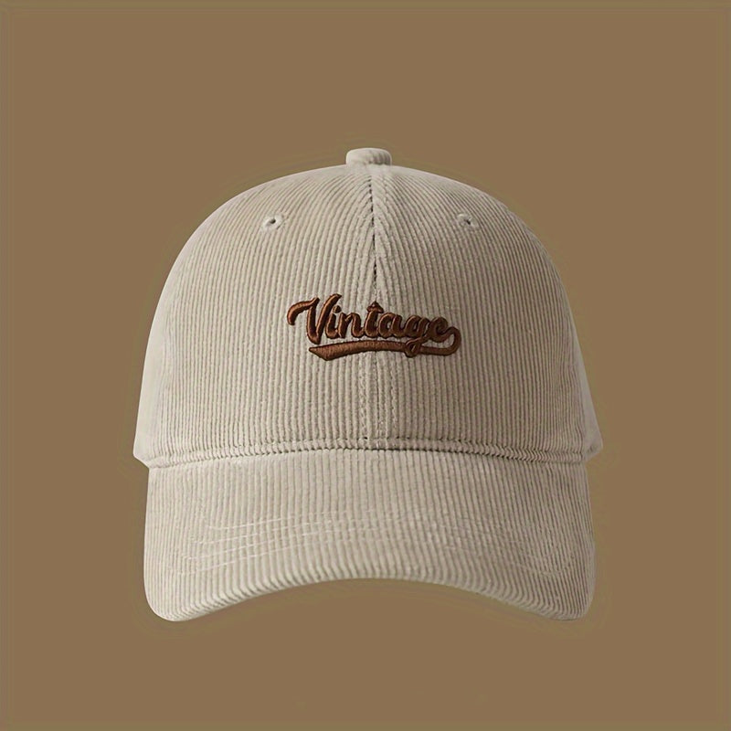 Casquette en velours côtelé brodée – Vintage